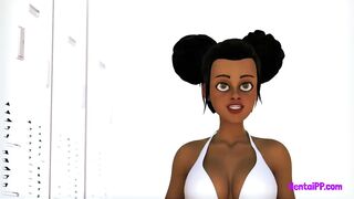 Two Lesbian [Ebony&White] Fuck At School - 3D Hentai - 11 image