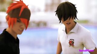 Two Lesbian [Ebony&White] Fuck At School - 3D Hentai - 5 image