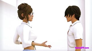 Two Lesbian [Ebony&White] Fuck At School - 3D Hentai