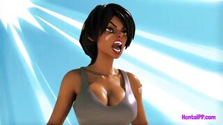 Two Lesbian [Ebony&White] Fuck At School - 3D Hentai - 9 image