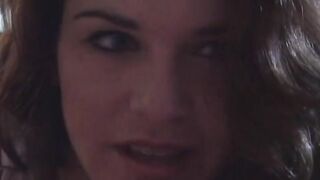 Lesbian masturbation during a porn watched on television