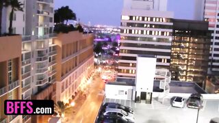 BFFS - Busty Girlfriends In Sexy Neon Bikinis Get Wild With Sex Toys And Lucky Stud After Festival - 1 image