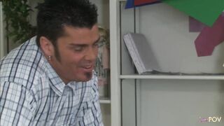 Eating out her super seductive blonde colleagues pussy just so she feels better - 2 image