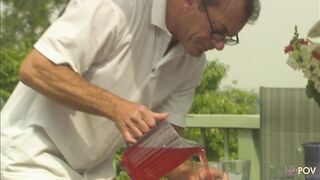 Sunbathing is the cause why these two aroused lesbians are fucking on the sunbeds