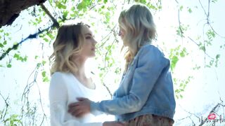 Lesbian Blondes Blake Eden And Scarlet Red Cumming Together In The Woods! - 5 image
