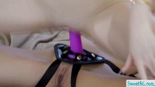 Pretty lesbians Charly and Aiden fuck pussy with strap on - 15 image