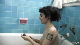 These busty lesbo chicks are pussy hungry so they go to the bathroom and then use a dildo - 14 image