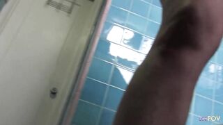 These busty lesbo chicks are pussy hungry so they go to the bathroom and then use a dildo - 5 image