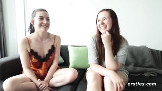 Ersties: Cute Brunette Films Her First Girl on Girl Video - 10 image