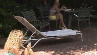 Cute a-cup blonde eats hot lesbian's pussy outdoors then sits on her face - 2 image