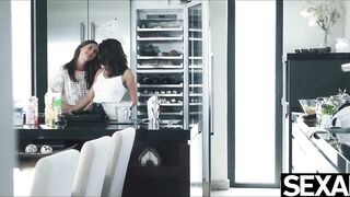 Watch this cute redhead and hot brunette eat each other's pussy - 2 image
