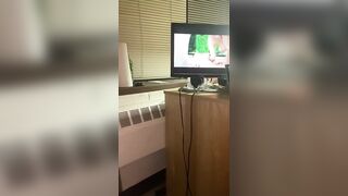Masterbating and spitting on myself to lesbian porn until I cum - 15 image