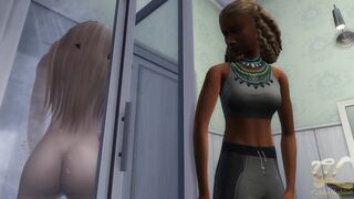 I Look at Her in the Shower To Fuck Me With Huge Plastic Cock - Golden Lesbians - 3 image