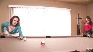 Lesbian pool party and lesbian girls make it perfectly in the hole by fingering each others trimmed pussies