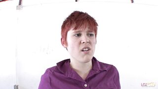 Fixing up a redhead lesbian girl in a car service by a blondie handywoman - 4 image