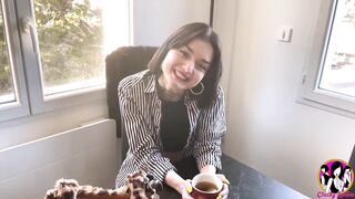 Two brunette chicks having hard fucked by a french cock - 4 image