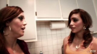 Proper lesbian seduction as the ladies hump each other on the cold kitchen floor - 3 image