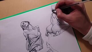 How to draw sexy girls with a ballpoint pen, sketch - 1 image