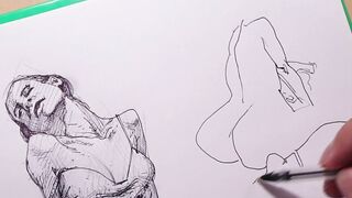 How to draw sexy girls with a ballpoint pen, sketch - 11 image
