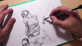 How to draw sexy girls with a ballpoint pen, sketch - 12 image