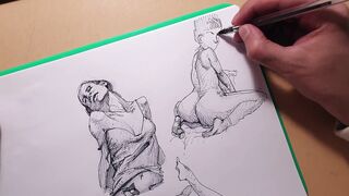 How to draw sexy girls with a ballpoint pen, sketch - 14 image
