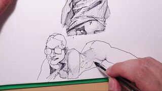 How to draw sexy girls with a ballpoint pen, sketch - 8 image