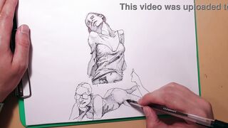 How to draw sexy girls with a ballpoint pen, sketch - 9 image
