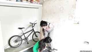 Bitchy Big Sister Ball Gagged In Lesbian Strappado Bondage - 3 image