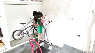 Bitchy Big Sister Ball Gagged In Lesbian Strappado Bondage - 5 image