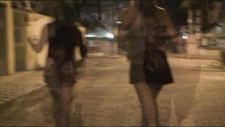 Two Naughty Girls Showing off on the Streets and Sucking on the Beach - 3 image