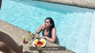 Sunny day at the pool! My best friend jerks me off in the pool until I squirt! Naty Delgado - 2 image