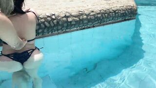 Sunny day at the pool! My best friend jerks me off in the pool until I squirt! Naty Delgado - 5 image