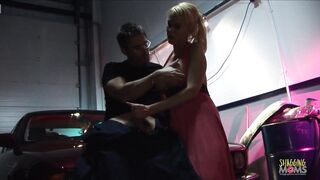 Blonde milf pays for car repairment by using dildos on the bisexual and getting railed by the worker - 9 image