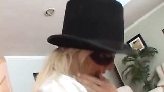 Coked up blonde fucks beautiful brunette with great tits with stap on in bedroom - 4 image