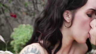 two rock girls spread their legs and rub their pussies together wildly - 2 image