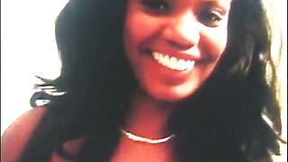 Superb black model gets big black dick on the black bed - 6 image