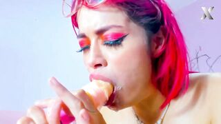 Lucy the hottest redhead shows us how she plays with her sex machine - 14 image