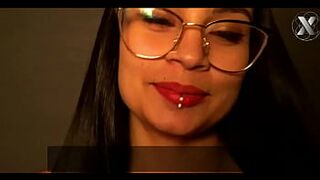 Showering vaginal fluids on a busty Latina - 1 image