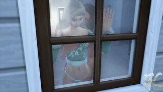 Lesbian Sex Against the Window for Neighbors to See Us - Golden Lesbians - 2 image