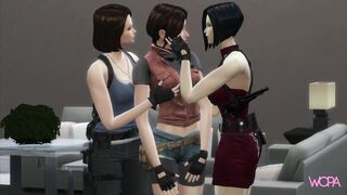 Resident evil - Lesbian Parody - Ada Wong, Jill Valentine and Claire Redfield - 3 image