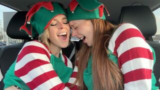 Nadia Foxx & Serenity Cox as Horny Elves cumming in drive thru with remote controlled vibrators / 4K - 1 image