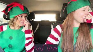 Nadia Foxx & Serenity Cox as Horny Elves cumming in drive thru with remote controlled vibrators / 4K