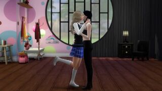 Wednesday Addams and Enid. Roommates licking and rubbing each other - 1 image