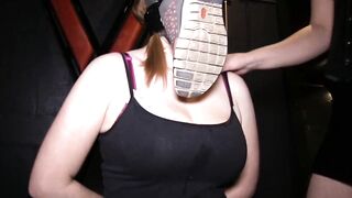 Redheaded Subgirl Gagged And Humiliated With Spanking By Degrading Blonde Dominatrix In Kinky BDSM Dungeon - 12 image