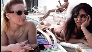 Man watches two women have sex, his hard cock wants to jerk off - 2 image