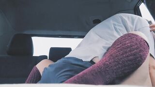 Hot lesbian strapon play at public rest stop - 10 image