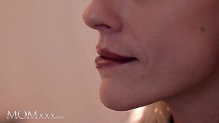 MOMxxx Petite teen sub Lilly Bella licks blonde MILF Brittany Bardot pussy eating orgasm in lingerie - 3 image