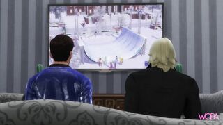 Tifa Lockhart and Aerith Gainsborough having sex while their boyfriends watch sports - 2 image