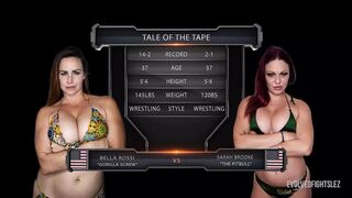 Women Wrestling with Bella Rossi against Sarah Brooke and rough strapon sex for the loser - 1 image