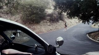 Lesbian Police Women pick up sweet stranger girl from street and fuck her rough with strapon